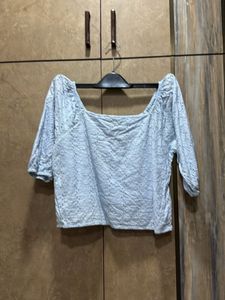 Light Blue Eyelet Top