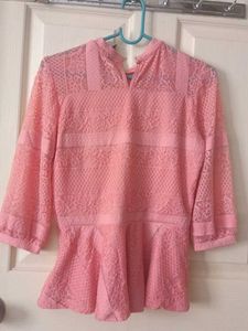 Pink Lace Peplum Top