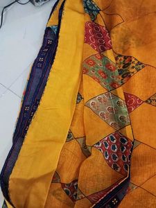 Vibrant  yellow Patterned georgette saree with blo