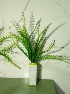 Decorative Ferns in glass Stone Vases (Set of 2)