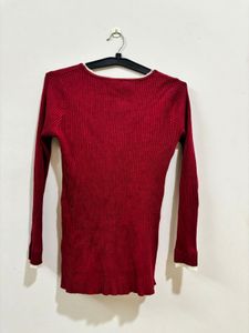 Maroon Color Korean Style Body hugging Sweater