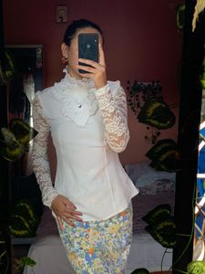 Formal White Lace Top