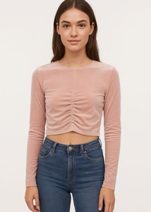 H&M Pink Velvet Long Sleeve Top