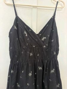 Black Floral Print Mini Dress