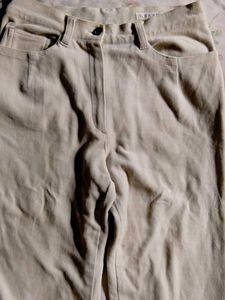 Beige Wide Leg Pants