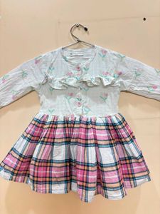 Pink and White Cheks Frock