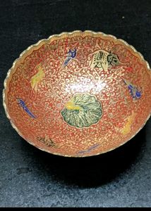 Gold Plated Peacock Embossed Pure Brass Fruit Bowl