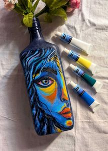 HandPainted Abstract Woman Art Decorative Bottle