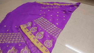 Purple Embroidered Saree