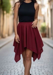 Burgundy Asymmetrical Skirt