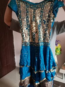 Navy Blue Fancy Kurti Chudidar With Dupatta .