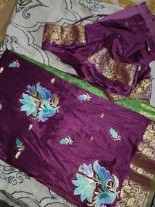 New Purple 💜🥻Sari With Blouse♥️🦋