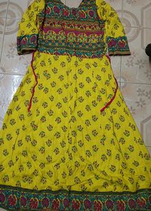 Yellow Printed Kurta