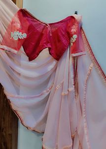 Elegant Pink Saree with Blouse
