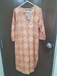 Pink N Golden A Line Kurta