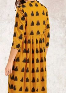 A Mustard Black Classy Midi Dress