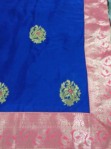 Royal Blue Banarasi Silk Saree with Golden Zari