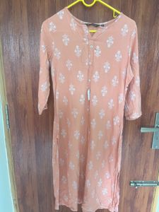 Peach Printed Kurta