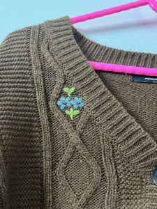 Floral Embroidered Knit Cardigan