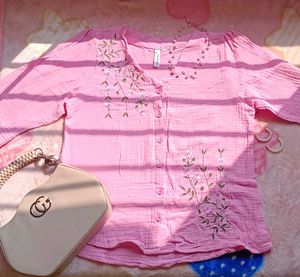 Pink Embroidered Top