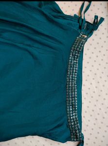 Teal Crop Top and Skirt Set