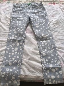 Blue Floral Print Denim