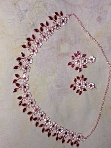 Rose Gold Flower Digine Jewellery Set