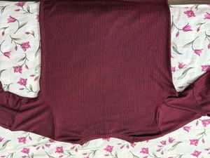 Maroon Ruffle Sleeve Top