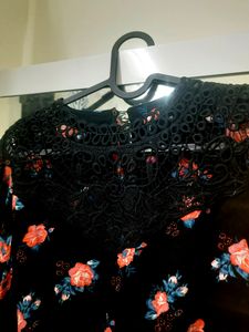 DJ &amp; C Black Lace Neck Top