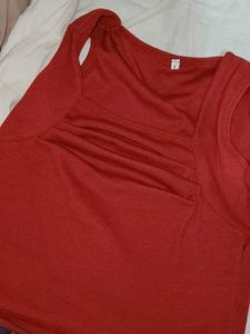 Red Square Neck Tank