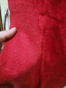 H&amp;M Red Knit Dress with Bow Detail