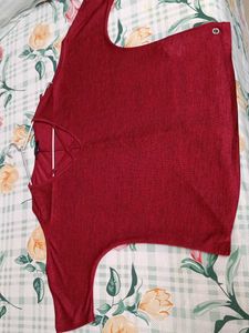Maroon Red Cold Shoulder Top