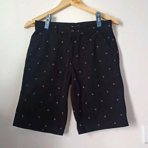 Black Patterned Shorts