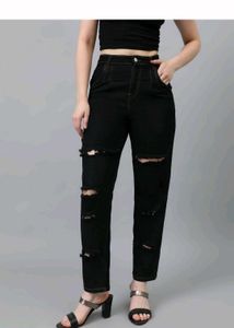 Ripped Black High-Waisted Jeans