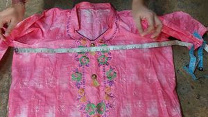 Pink Heavy Embroidery Short Kurta