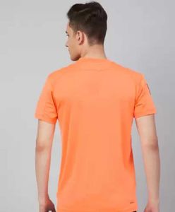 ADIDAS Men Coral Orange Self Striped Slim-Fit AERO