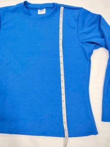 Stylish Blue Long Sleeve Crop Top (K)