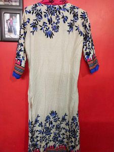 Cream Pink Kurti Set