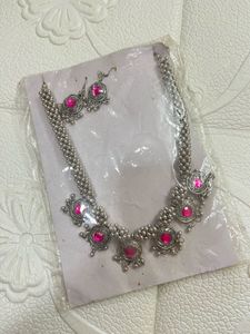 Oxidised necklace with earrings