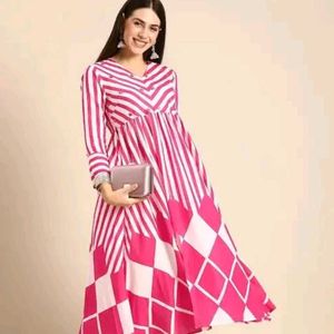 Pink Striped Kurta Set