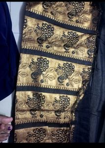 Party Wear Black Peacock Design Saree