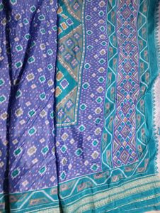 Elegant Blue Printed Saree.without blouse