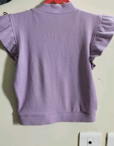 Cute Lavender Ruffle Sleeve Top