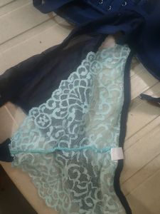 New &amp; Unused Blue Lacy Demicup Bra And Panty Set