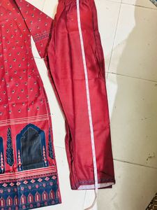 Red Printed Kurta Set