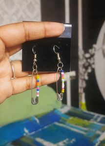 Aesthetic Colourful Safetypin Beads Earring