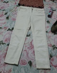 White Embellished Jeans