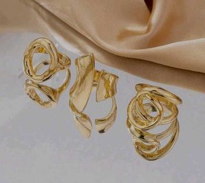 Golden Abstract Ring (Set Of 3)