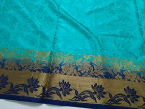 Teal And Blue Tapeta Silk Saree