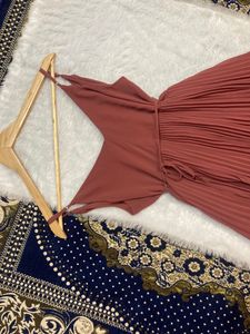Branded Wrap Pleated Dress